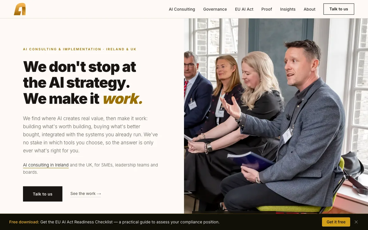 Acuity AI Advisory website