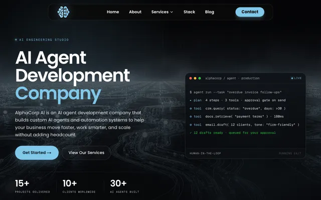 AlphaCorp AI website