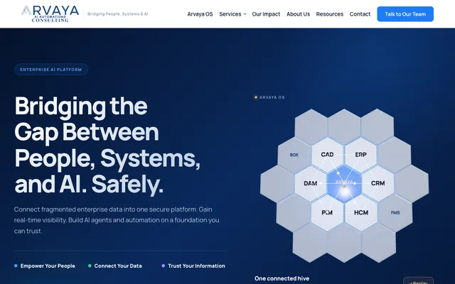 Arvaya AI Automations Consulting website