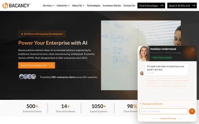 Bacancy Technology (delivery entity: Bacancy Services Private Limited) website