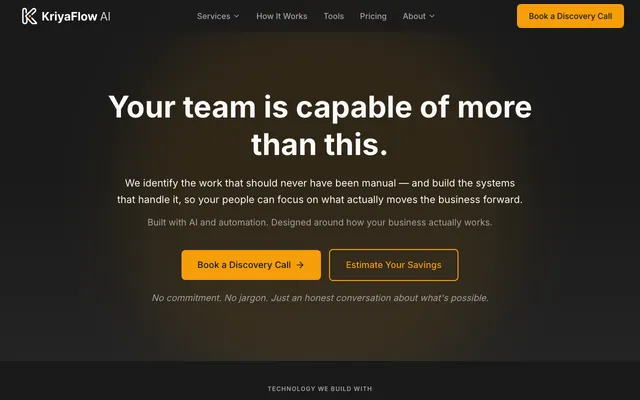 KriyaFlow AI website