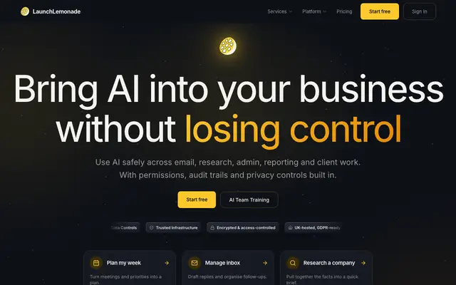 LaunchLemonade website