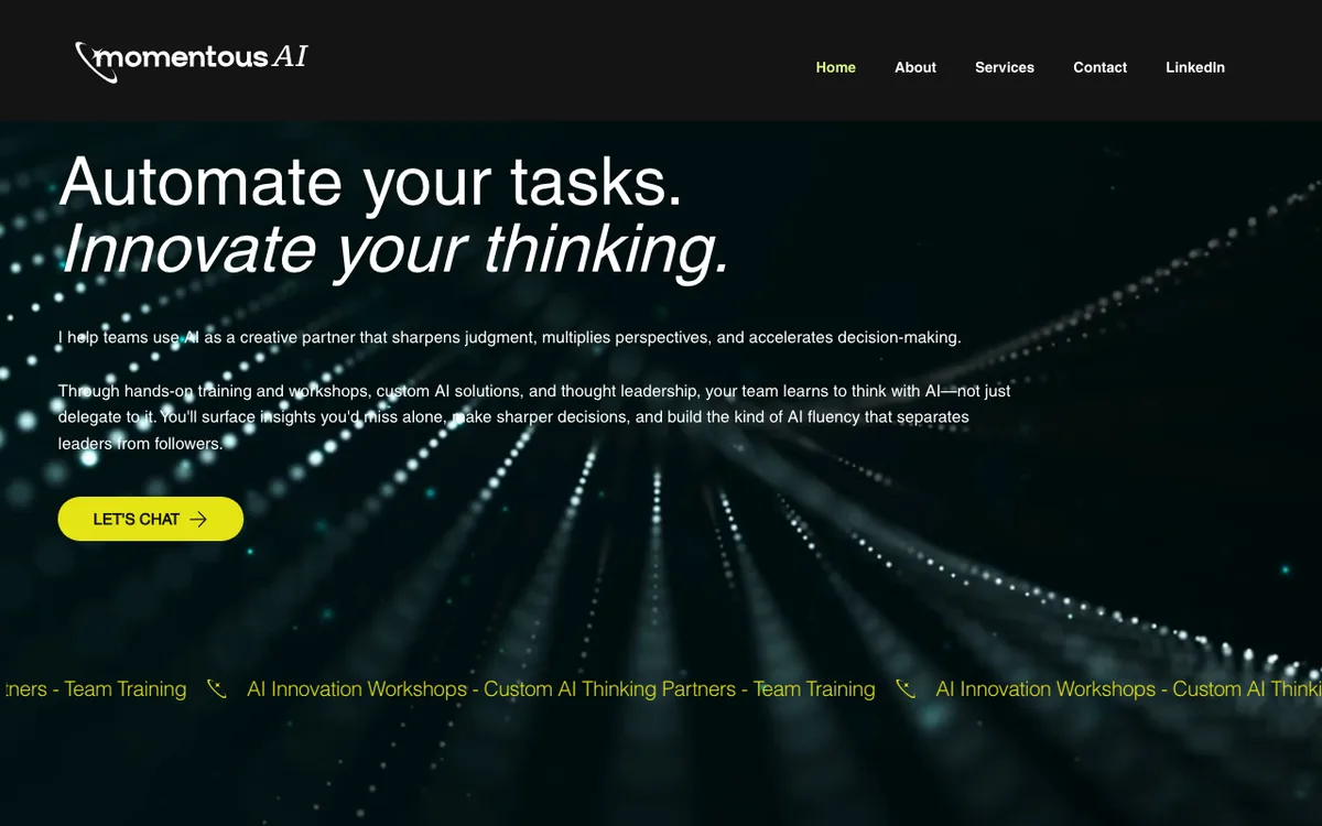 Momentous AI Consulting website