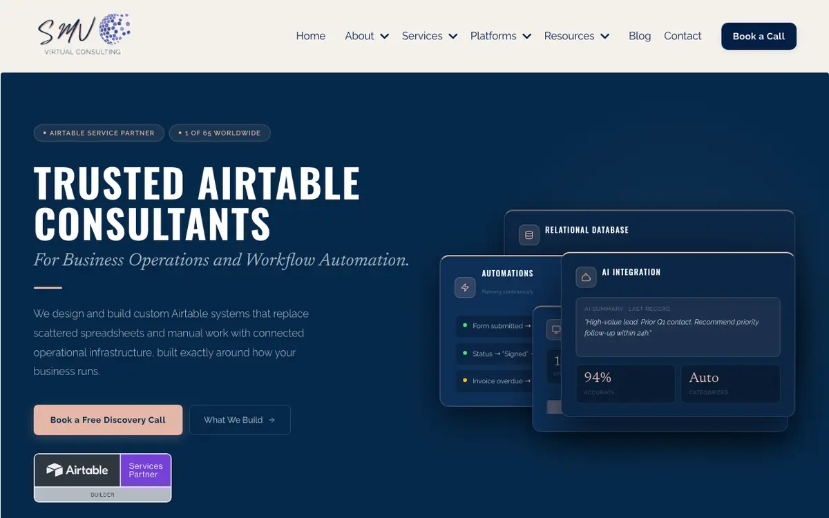SMV Virtual Consulting website