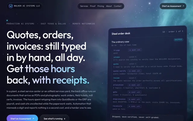 Walker AI Systems website